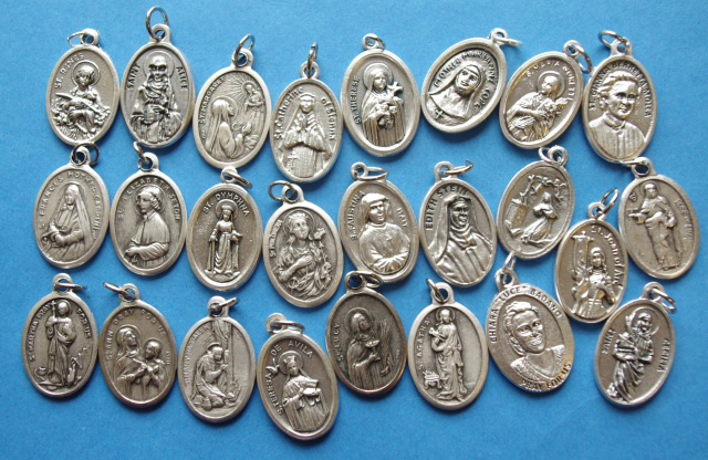 ASSORTMENT OF FEMALE SAINTS MEDALS-pull 1 each of 25 Female Saints Medals--NO CHARMS OR RELICS